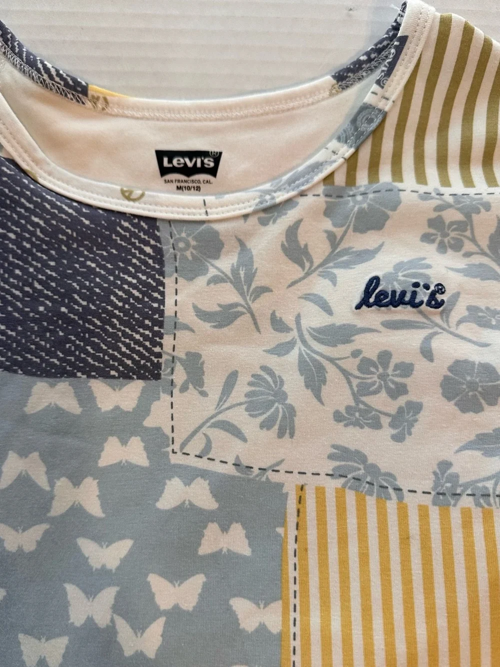 Levi's Girls' Patchwork Dress - Yellow, Blue & Cream